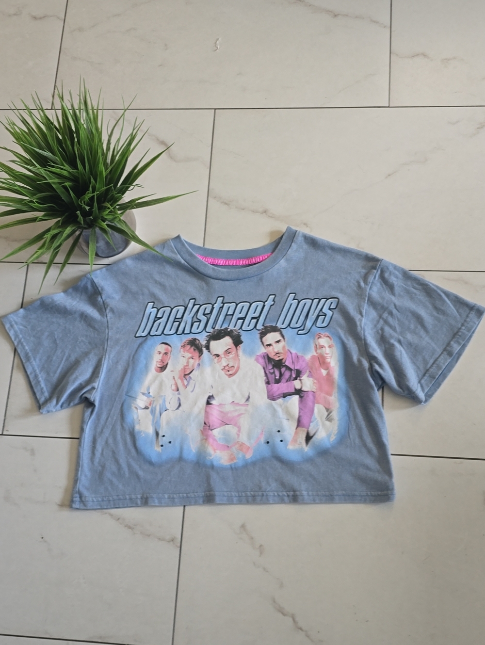 Light Blue Graphic Crop Tee